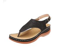 RKK Sandalias Planas De Verano For Mujer, Sandalias Ortopédicas, Chanclas, Hebilla De Cinturón, Zapatos Femeninos, Zapatillas De Mujer A La Moda Roma(Black,40)
