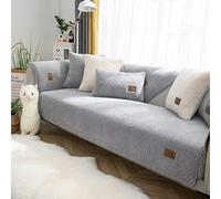 RKK Sherpa Fleece Sofa Cover, Couch Covers Super Soft Thickened Warm Plush Couch Cover Fuzzy Furry Couch Cover Non Slip Sofa Slipcover Furniture Protector Cushion(Gray,43 * 63")