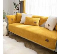 RKK Sherpa Fleece Sofa Cover, Couch Covers Super Soft Thickened Warm Plush Couch Cover Fuzzy Furry Couch Cover Non Slip Sofa Slipcover Furniture Protector Cushion(Yellow,27 * 47")