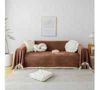 RKK Sofa Cover Vintage Couch Cover for Dogs Couch Cushion Covers with Tassel Herringbone Chenille Sofa Towel Boho Sofa Covers for 3 Cushion Couch(Coffee,180x300cm)