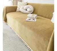 RKK Sofa Cover Vintage Couch Cover for Dogs Couch Cushion Covers with Tassel Herringbone Chenille Sofa Towel Boho Sofa Covers for 3 Cushion Couch(Yellow,180x150cm)