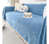 RKK Sofa Cover Vintage Couch Cover for Dogs Couch Cushion Covers with Tassel Herringbone Chenille Sofa Towel Boho Sofa Covers for 3 Cushion Couch(Blue,180x280cm)