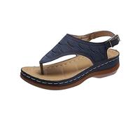 RKK Women's Flip Flops With Arch Support Orthopedic Sandals Summer Ladies Casual Comfortable Wedge Sandals(Dark blue,40)