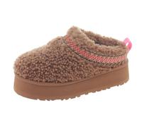 RKK Women's Platform Slippers Mini Boots Warm Fur Ankle Boots Short Plush Lined Thick Sole Fuzzy Comfort Home Cotton Shoes Winter Snow Boots(Brown,6.5)