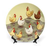 Rkklvbns A Brood of Chickens - Platos decorativos de cerámica de 15 cm, plato decorativo de porcelana china con soporte de exhibición, platos de postre para decoración de pared en el hogar y la