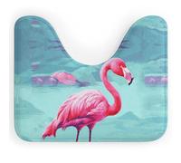Rkklvbns - Alfombra de baño con diseño de flamencos rosa antideslizante en forma de U, suave, absorbente, 20 x 16 pulgadas, para lavabo, tina, ducha e inodoro