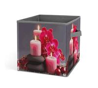 Rkklvbns - Contenedores de almacenamiento con velas rojas de piedra de orquídea, cesta de almacenamiento plegable con asas, organizador grande de tela para organizar libros, mantas juguetes