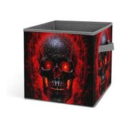 Rkklvbns - Contenedores de almacenamiento de calavera negra y roja, cesta de almacenamiento plegable con asas, gran organizador de tela para organizar libros, mantas juguetes
