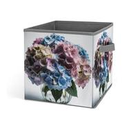 Rkklvbns - Contenedores de almacenamiento de flores de hortensias en jarrón, cesta de almacenamiento plegable con asas, organizador de tela grande para organizar libros, mantas juguetes