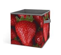 Rkklvbns Contenedores de almacenamiento de fresas rojas, cesta de almacenamiento plegable con asas, organizador grande de tela para organizar libros, mantas, juguetes