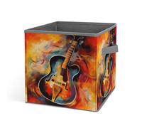 Rkklvbns Contenedores de almacenamiento de guitarra abstracta de acuarela, cesta de almacenamiento plegable con asas, organizador grande de tela para organizar libros, mantas, juguetes