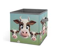 Rkklvbns - Contenedores de almacenamiento para vacas, cesta plegable con asas, gran organizador de tela para organizar libros, mantas y juguetes