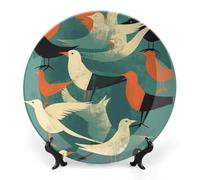 Rkklvbns Flock of Birds - Platos decorativos de cerámica de 8 pulgadas, plato decorativo de porcelana china con soporte de exhibición, platos de postre para decoración de pared en el hogar y la