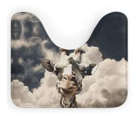 Rkklvbns Giraffe in The Clouds - Alfombra de baño antideslizante en forma de U, suave, absorbente, 50,8 x 40,6 cm, para fregadero, bañera, ducha e inodoro