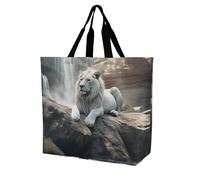 Rkklvbns Lion on Rock - Bolsa de mano para mujer, portátil, ligera, duradera, para el trabajo, viajes, casual