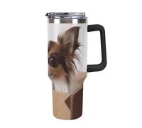 Rkklvbns Papillon in The Box - Taza de café de viaje, vaso de 40 onzas con asa y tapa con popote, taza de automóvil de gran capacidad a prueba de fugas, mantiene el frío o el calor para gimnasio