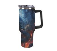 Rkklvbns Taza de café de viaje Black Snake in Flames, vaso de 40 onzas con asa y tapa con popote, taza de automóvil de gran capacidad a prueba de fugas, mantiene el frío o el calor para gimnasio