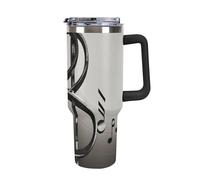 Rkklvbns - Taza de café de viaje con símbolo de música, vaso de 40 onzas con asa y tapa de popote, taza de coche de gran capacidad a prueba de fugas, mantiene frío o caliente para el gimnasio