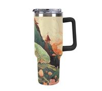 Rkklvbns Taza de café de viaje Frog on Mountain, vaso de 40 onzas con asa y tapa con popote, taza de coche de gran capacidad a prueba de fugas, mantiene el frío o el calor para gimnasio, deportes de