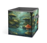 Rkklvbns View of Fantasy River - Contenedores de almacenamiento de hongos, cesta de almacenamiento plegable con asas, organizador de tela grande para organizar libros, mantas, juguetes