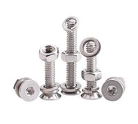RKODRSMG 5/10 Uds M4 SUS304 Cabeza avellanada de Acero Inoxidable Perno Hexagonal Tornillo de Tres Combinaciones con arandela Plana arandela de Resorte y Tuerca(5Sets M4x80)