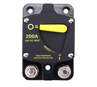 RKURCK Disyuntores de circuito de montaje en superficie y montaje en panel de 12 V - 48 V CC 200 amperios con botón de reinicio manual amarillo, impermeable 200 A