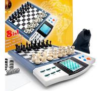 RKXKJ Juego De Ajedrez Electrónico 8 En 1, Tablero Electrónico con Memoria, Pantalla LCD, 30 Niveles De Dificultad, para Partidas De Dos Jugadores Y Juegos Familiares