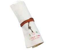 RKYNOOZX Estuche Escolar 12 Agujeros Roll Roll Estuche Estudiantes De Escuela Suministros De Pincel De Pintura Bolígrafo Lindo Lápiz De Lápiz De Papelería-Blanco