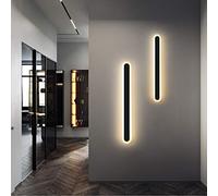 RKYRRKI Aplique de pared lineal minimalista moderno de aluminio, 120 cm, 45 W, diseño de luz de tres colores, para sala de estar, dormitorio, escalera, luz de pared interior, espejo frontal