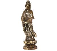 RKYRRKI Estatua de Quan Yin en pedestal de loto, escultura de diosa de la misericordia, adorno budista Guan Yin, regalo de decoración para oficina en casa,