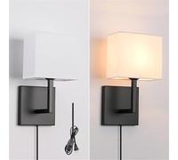 RKYRRKI Juego de 2 lámparas de pared modernas minimalistas para interiores, lámpara de pared minimalista, lámpara cuadrada blanca, pantalla vintage industrial, dormitorio, sala de estar (1 unidad)