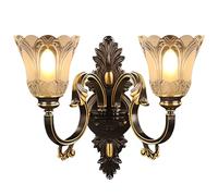 RKYRRKI Lámpara de pared contemporánea minimalista antigua de doble brazo, elegantes pantallas de cristal, iluminación vintage para dormitorio y sala de estar, para mesitas de noche, paredes de TV