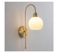 RKYRRKI Lámpara de pared minimalista contemporánea, apliques de pared de latón, 1 luz, lámpara de pared de vidrio con pantalla de vidrio acanalado, luces de pared modernas doradas de mediados de siglo