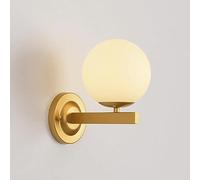 RKYRRKI Lámpara de pared moderna, aplique de globo industrial para tocador de baño con pantalla de cristal de globo blanco, elegante accesorio de iluminación de bola de mediados de siglo, G9 para