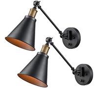 RKYRRKI Lámpara de pared moderna, lámpara de enchufe industrial de luz con interruptor, lámpara retro Edison con brazo oscilante, lámpara de pantalla de metal, sin enchufe, 1 unidad (nulo sin enchufe