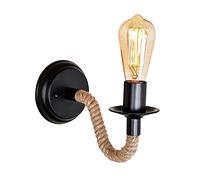 RKYRRKI Lámpara de pared moderna vintage industrial, cuerda de cáñamo, lámpara de luz retro, lámpara de metal E27, lámpara de lectura perfecta para cocina, comedor, loft, cafetería, bar, iluminación