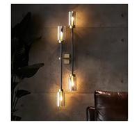 RKYRRKI Luxury Wall Lamp Hotel Living Room Smokey Gray Glass Lamps Post Modern Indoor Decoration Linear Brass All Copper LED Wall Lights,Simple