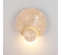 RKYRRKI Modern Wall Light LED Round Wall Sconce Natural Stone Wall Lamp Geometric Sconces Wall Lighting Fixture Art Deco Wall Lights for Living Room Bedroom Bedside Indoor Wall Washer