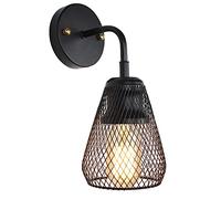 RKYRRKI Moderna lámpara de pared industrial con luces vintage de alambre de metal negro E27, lámpara de interior para el hogar, sala de estar, dormitorio, cocina, comedor, pasillo (sin bombilla)