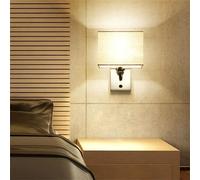 RKYRRKI Moderna lámpara de pared para mesita de noche con interruptor de tela de lino, lámpara mental E27 para dormitorio, sala de estar, hotel, fondo, oficina, pasillo, escaleras (30 cm)