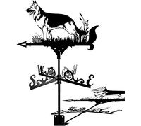 RKYRRKI Veleta decorativa con adorno de pastor alemán, indicador de dirección del viento con revestimiento antioxidante para montaje en techo, granja al aire libre, jardín, estaca