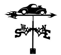 RKYRRKI Veleta decorativa con silueta de coche de pato e intérprete para jardín, estaca meteorológica, indicador de dirección del viento, herramienta de medición profesional, montaje en techo, fácil