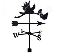 RKYRRKI Veleta meteorológica de metal retroc viento para patio, garaje, cúpula, techo, paddock, indicador de dirección con soporte (B)