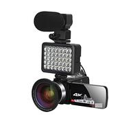 RKYRRKI Videocámara digital profesional 4K, kit de vlogging con luz de relleno para transmisión con zoom de 16X (sin tarjeta SD, micrófono de luz de lente)