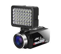RKYRRKI Videocámara digital profesional 4K, kit de vlogging con luz de relleno para transmisión con zoom de 16X (tarjeta SD de 16G, con luz)