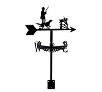 RKYRRKI Weathervane GRetro Hunter and His Dog - Paletas meteorológicas con indicador de dirección del viento con montaje en el techo, de acero inoxidable creativo, decoración del hogar para patio de