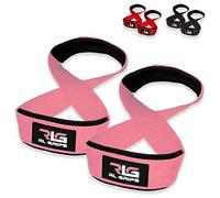 RL Grips® Straps 8 Gym para Levantamiento de Pesas y Powerlifting Profesional Acolchado - Correas de Agarre en Forma de 8 de Gimnasio y Fitness para Peso muerto y Culturismo (Rosa (sin grip))