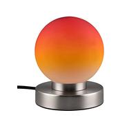 RL LIVE YOUR LIGHT Reality Leuchten R54011018 Prince II R54011018 - Lámpara de mesa (metal níquel mate, cristal degradado de color naranja, no incluye 1 bombilla E14, encendido/apagado)
