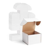 RLAVBL 15,3x15,3x10,2cm Cajas de Carton con Tapa para Envios de Paquete, 25 Pack, Cajitas de Papel Kraft para Regalo o Embalaje, Blanco
