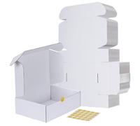 RLAVBL 25.4x17.8x7.7 cm Caja de Carton con Tapa para Envios de Paquete, 25 Pack, Cajas Carton Mudanza o Almacenaje, Blanco